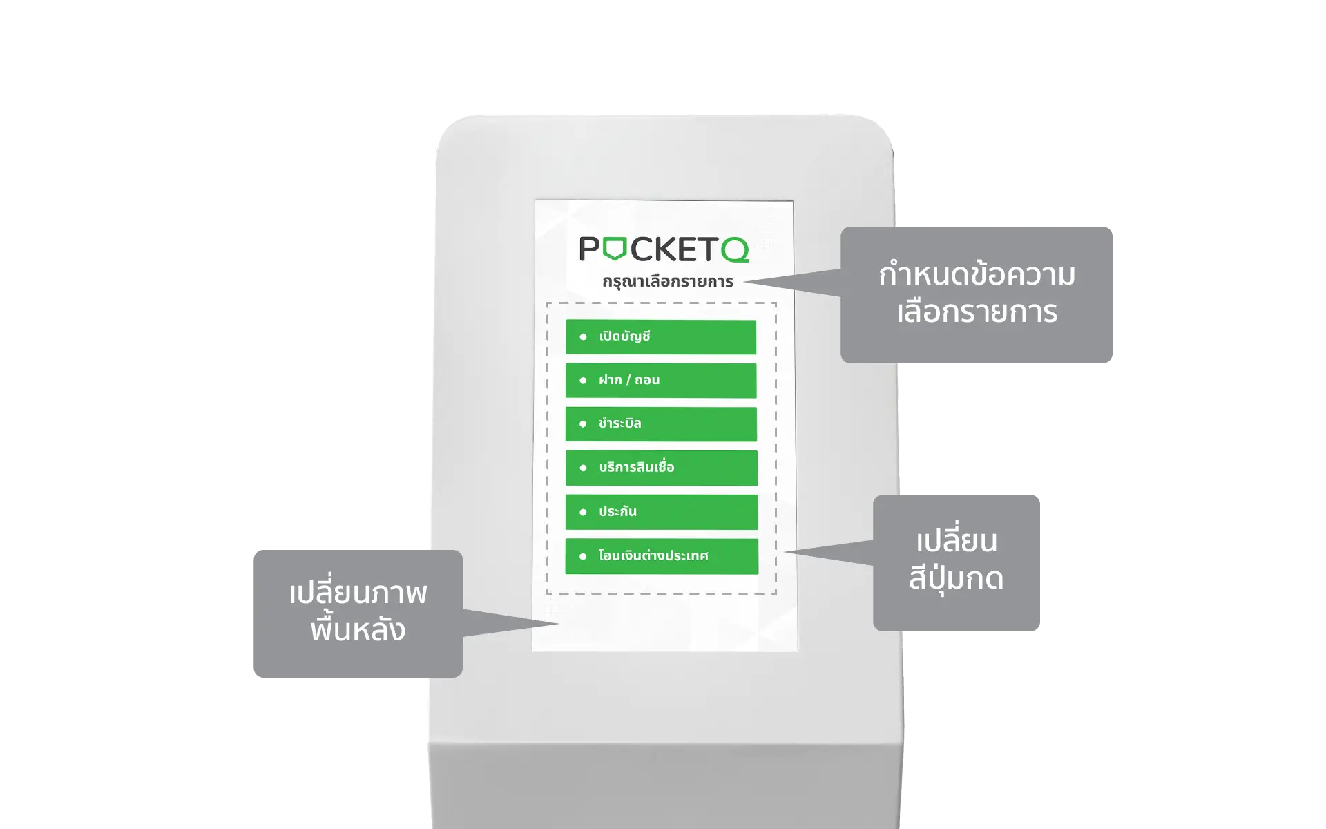 การปรับแต่งหน้าจอตู้กดบัตรคิว